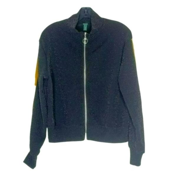wild fable Sweaters - Wild Fable Black Zip Long Sleeves Shimmer Casual Lightweight Sweater Size M